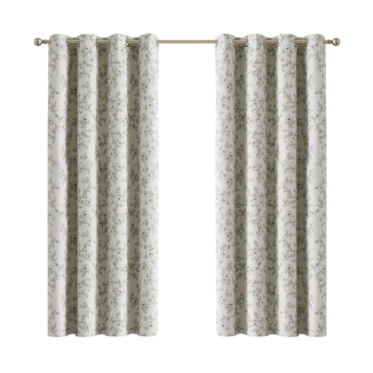 2-Panel Floral Print Blackout Curtains | Grommet Top Window Panels