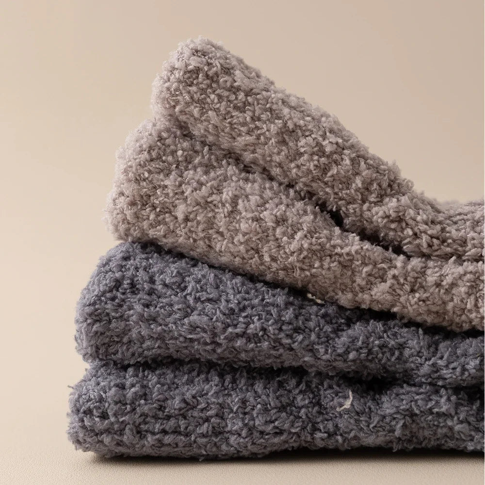 5 Pairs Thick Warm Winter Socks Men Coral Fleece Thermal High Quality Middle Tube Cozy Fluffy Sleeping Socks