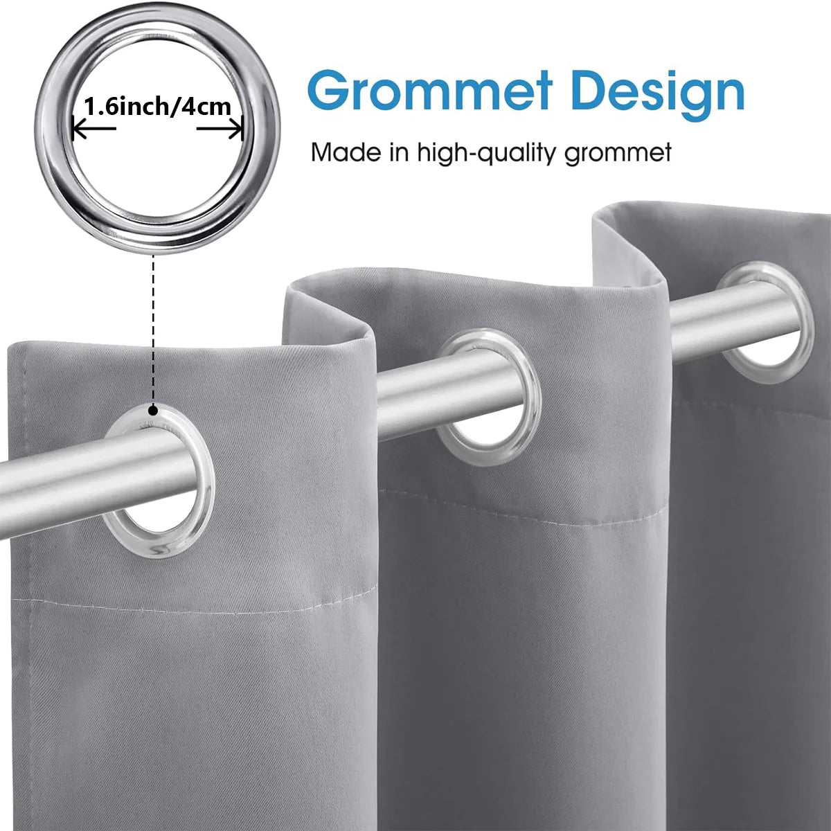 4-Panel Blackout Curtains | Heat-Insulated Grommet Window Panels