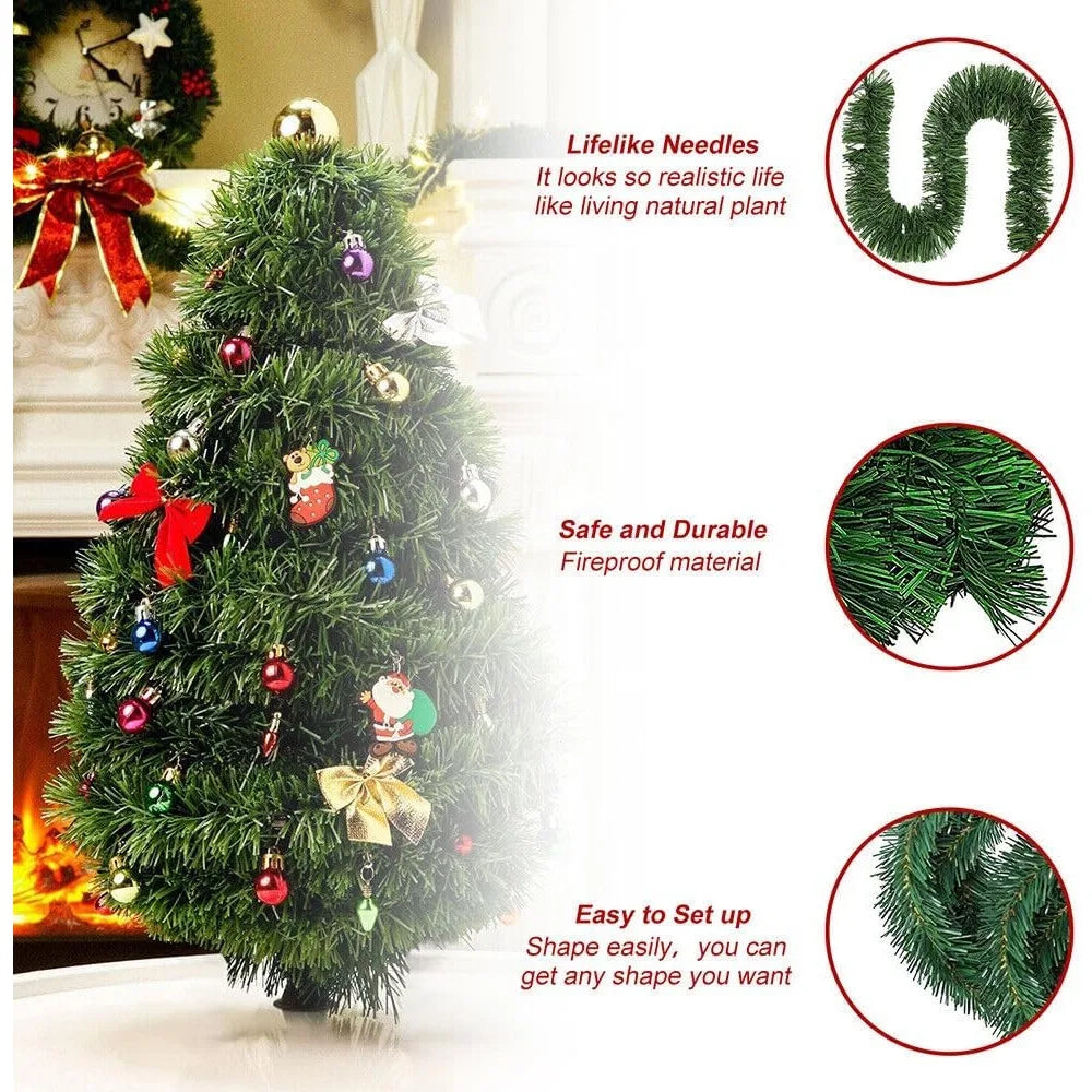 Christmas Garland Decoration, 32.8 Foot Artificial Pine Garland Holiday Decor for Outdoor Indoor Green Greenery Fireplaces Holid