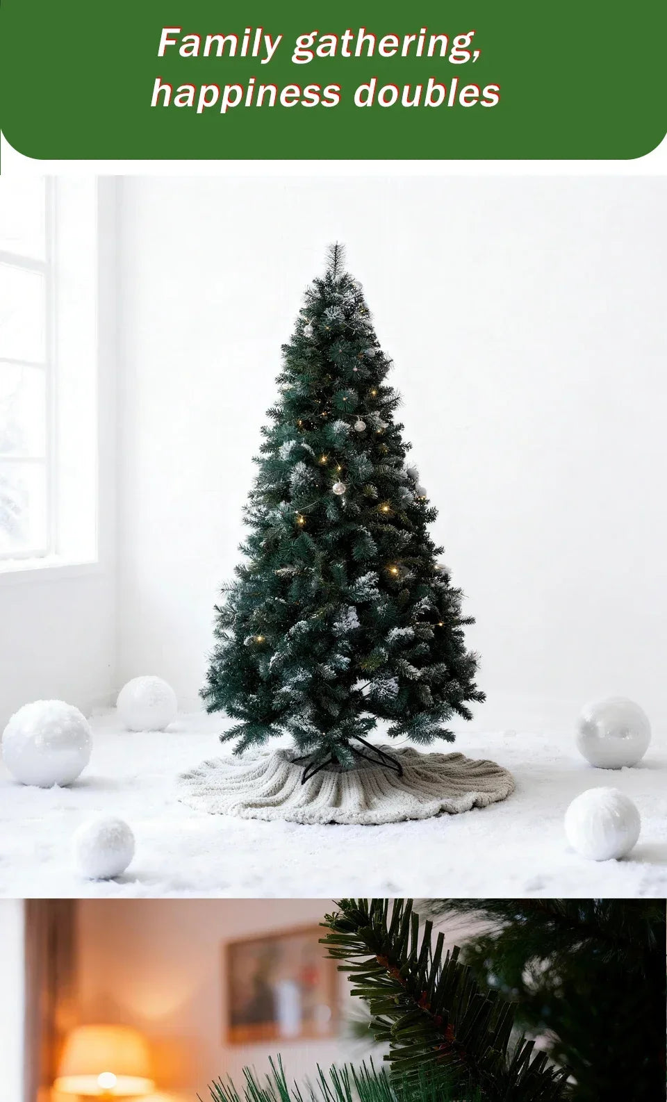 6FT Pop-Up Artificial Christmas Tree .PVC Mixed Branch Holiday Tree with Iron Stand