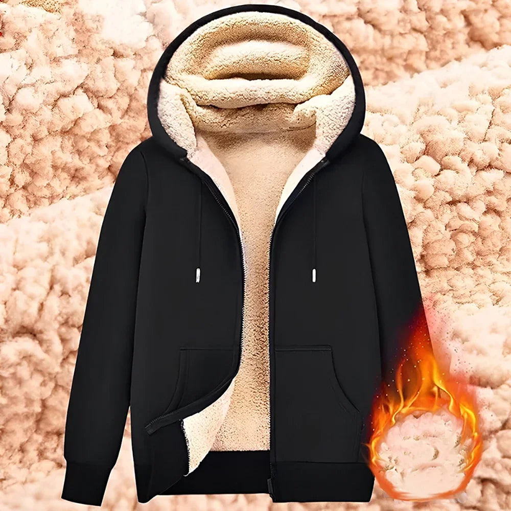Sherpa Lined Zip Up Hoodie Jacket