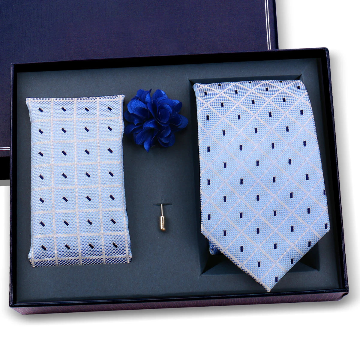 Luxury Men’s Paisley Necktie Gift Set. Silk Tie, Pocket Square, Cufflinks & Gift Box for Weddings & Business