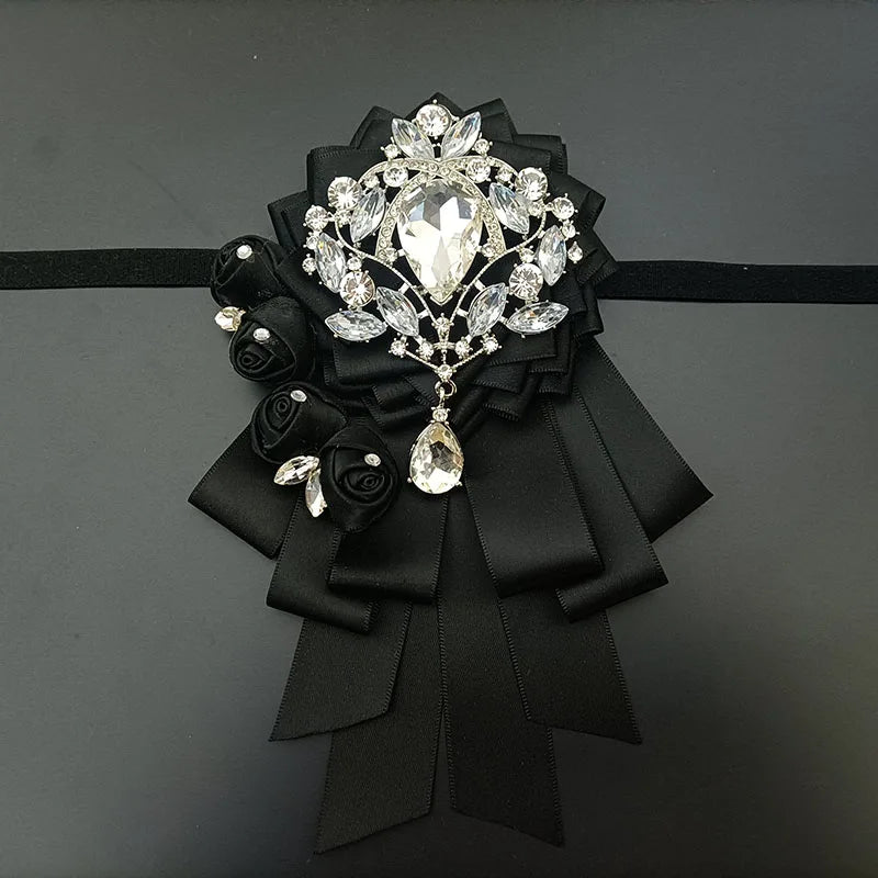 Luxury Handmade Jeweled Men’s Bow Tie | Premium Crystal Brooch Formal Wedding & Business Bow Tie