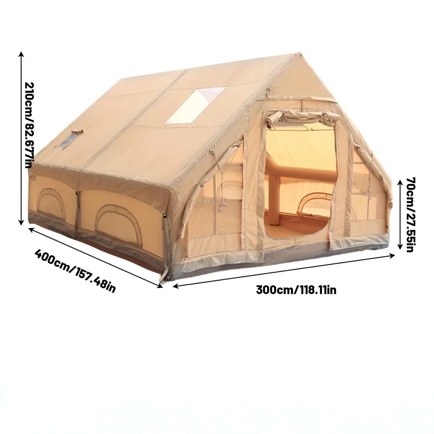 Large Inflatable Camping Tent with Skylight & Breathable Mesh Windows