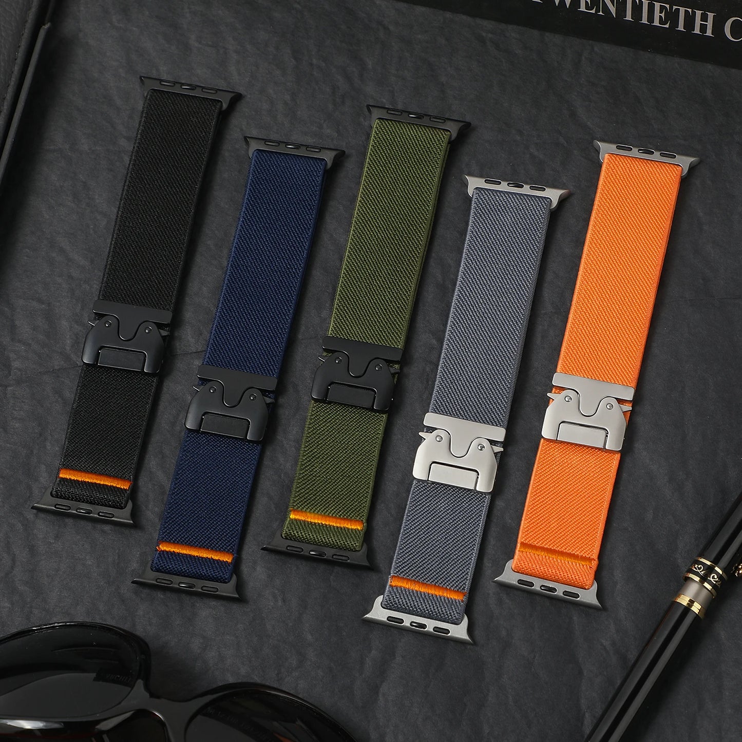 Parachute Nylon Apple Watch Band .Rugged Adjustable Strap Compatible with 40mm–49mm Models