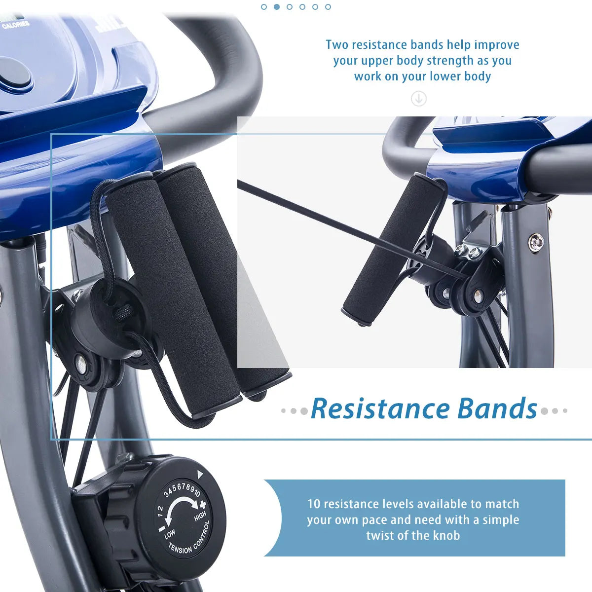 Metal Folding Exercise Bike Upright and Horizontal X Bike for Home Fitness with 10 Levels Adjustable Resistance Armband Backrest