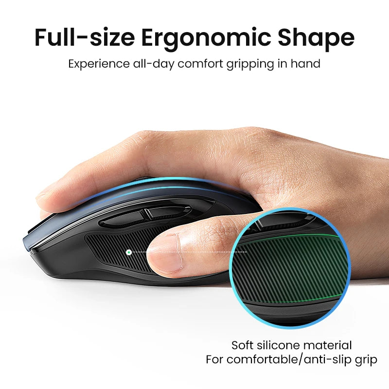 UGREEN Bluetooth Wireless Mouse – Ergonomic Silent Rechargeable Mouse for Laptop & PC