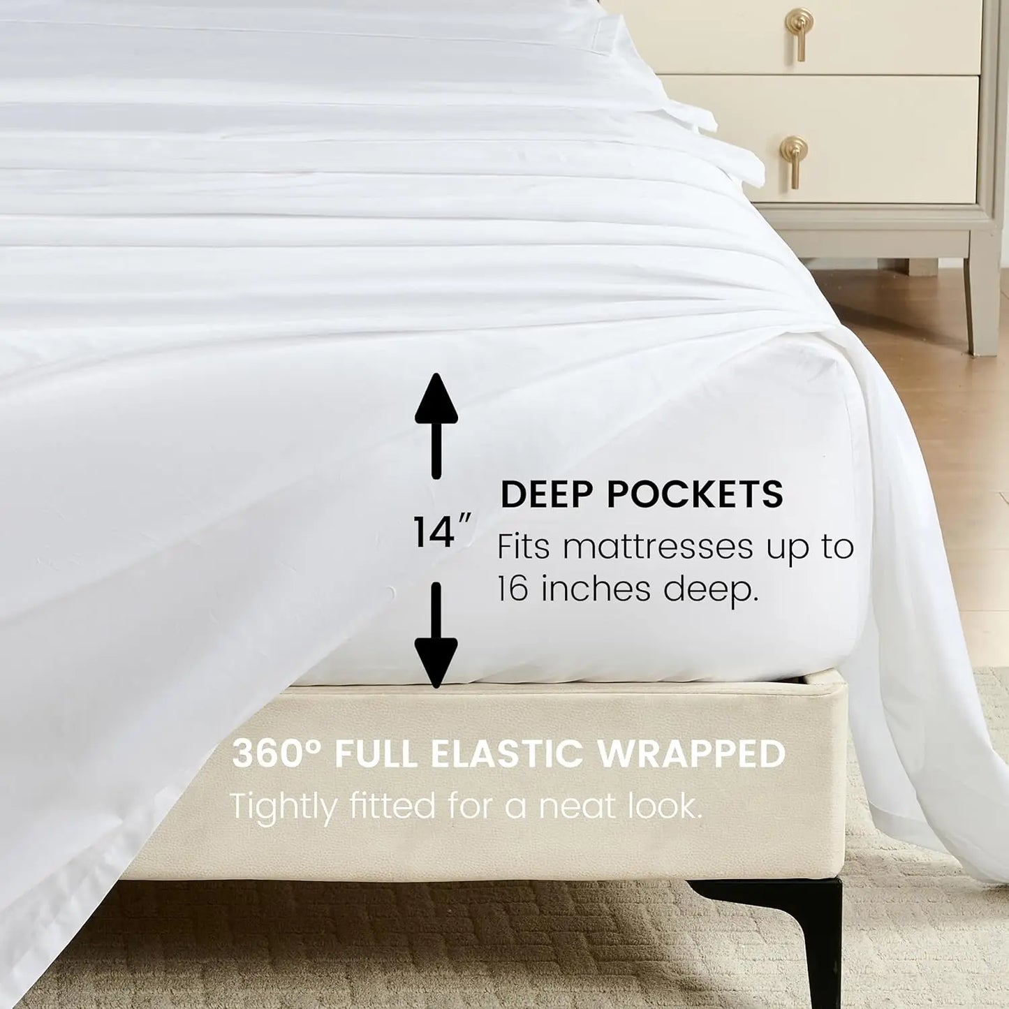 Simple&Opulence 100% Egyptian Cotton Sheet Set 4Pc Set Embroidery Design Long Staple Pure Soft Sateen Weave Bed Sheet