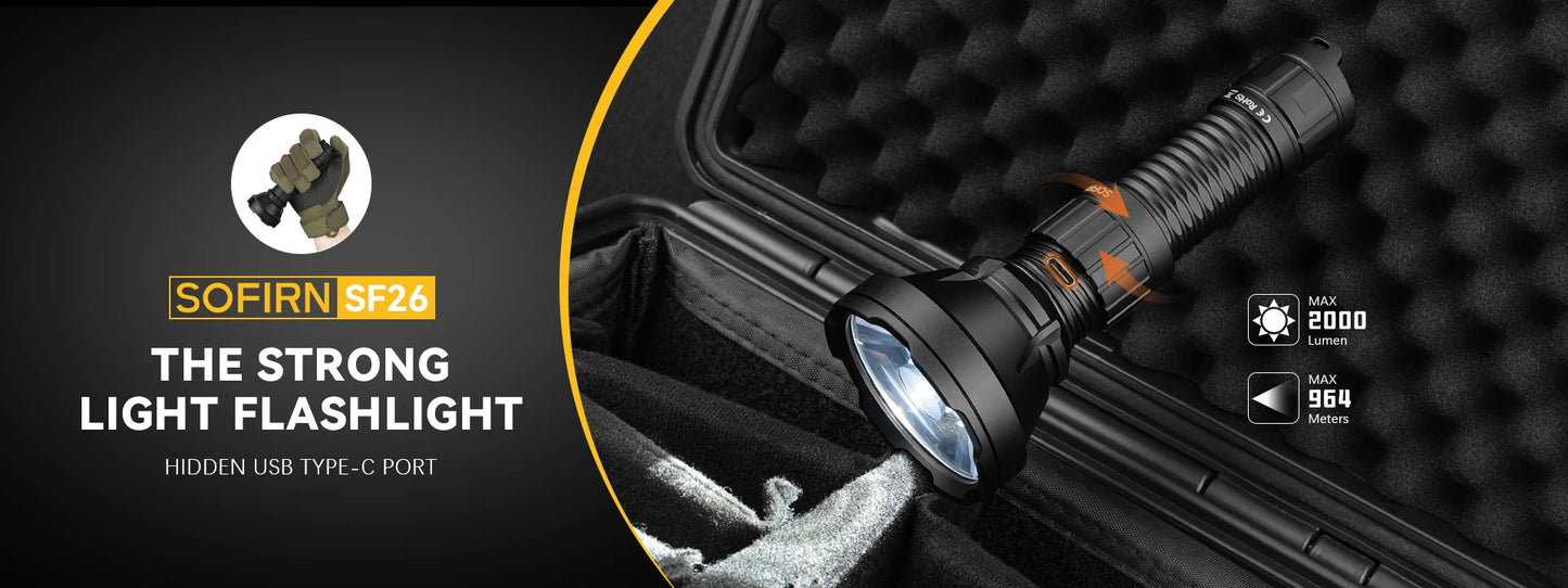 USB-C Rechargeable Tactical Flashlight .2000 Lumens Long-Range LED Torch