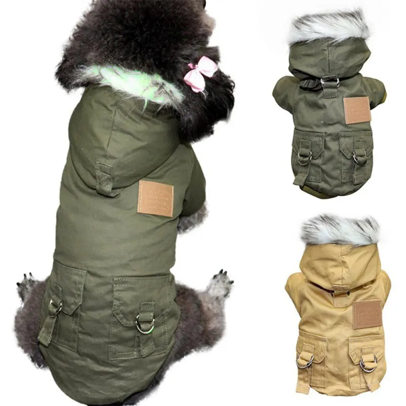 Luxury Winter Dog Parka . Thick Warm Hooded Pet Coat Jacket