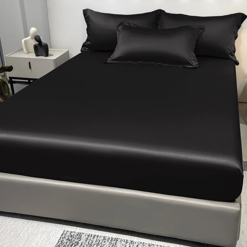 Luxury Satin Fitted Sheet .Silky Soft Deep Pocket Bedding