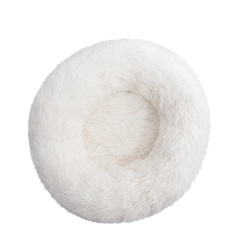 Plush Donut Dog Bed – Soft Calming Round Pet Bed
