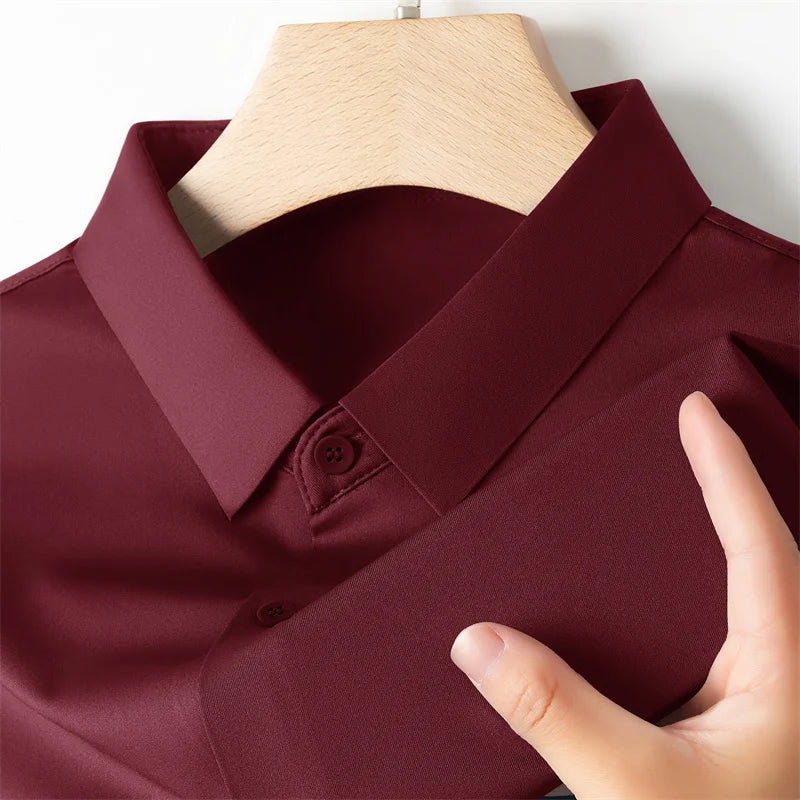 Men’s Business Casual Short Sleeve Shirt .Solid Color Summer Button Down