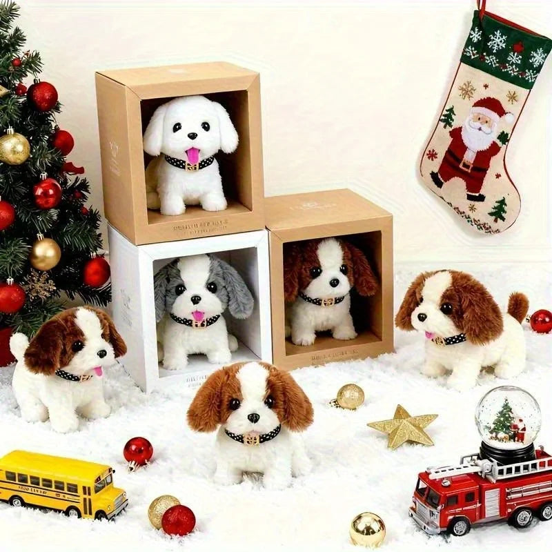 Electric Plush Simulation Dog Teddy Puppy,Walking Electronic Pet Toy, Interactive Robot Pet for Kids, Christmas Gift