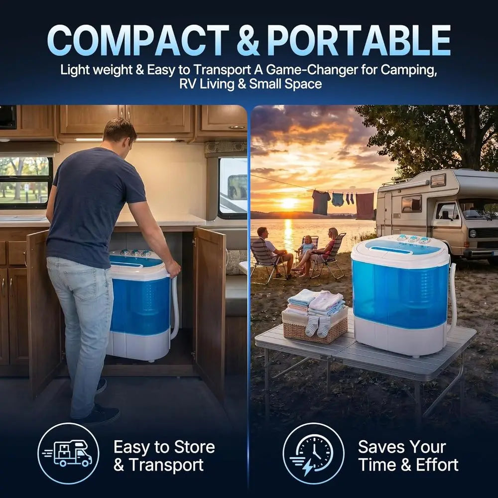 9.9-Lb Compact Portable Twin Tub Washer & Spin Dryer