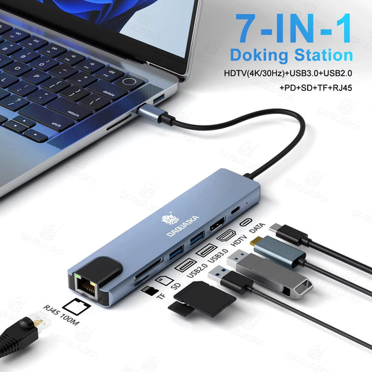 7-in-1 USB-C Docking Station with HDMI, Ethernet, SD/TF Card Reader & USB 3.0 Hub
