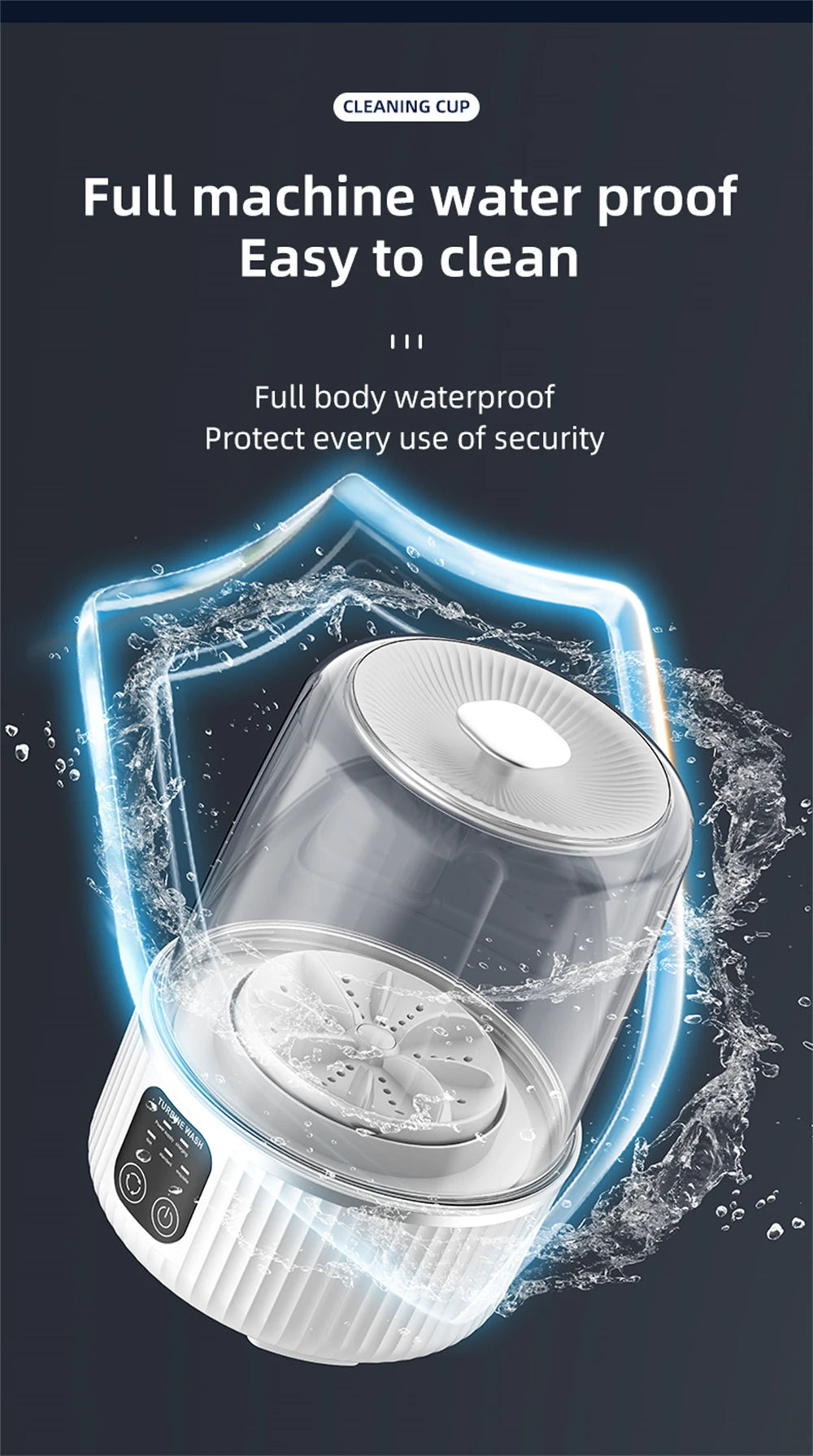 15L Rechargeable Cordless Mini Washing Machine. Portable Compact Washer