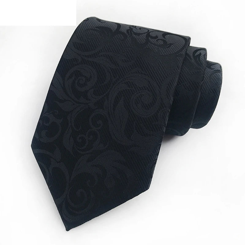 Luxury 8CM Men’s Black Striped Necktie | Classic Business & Formal Tie for Weddings, Office & Special Occasions