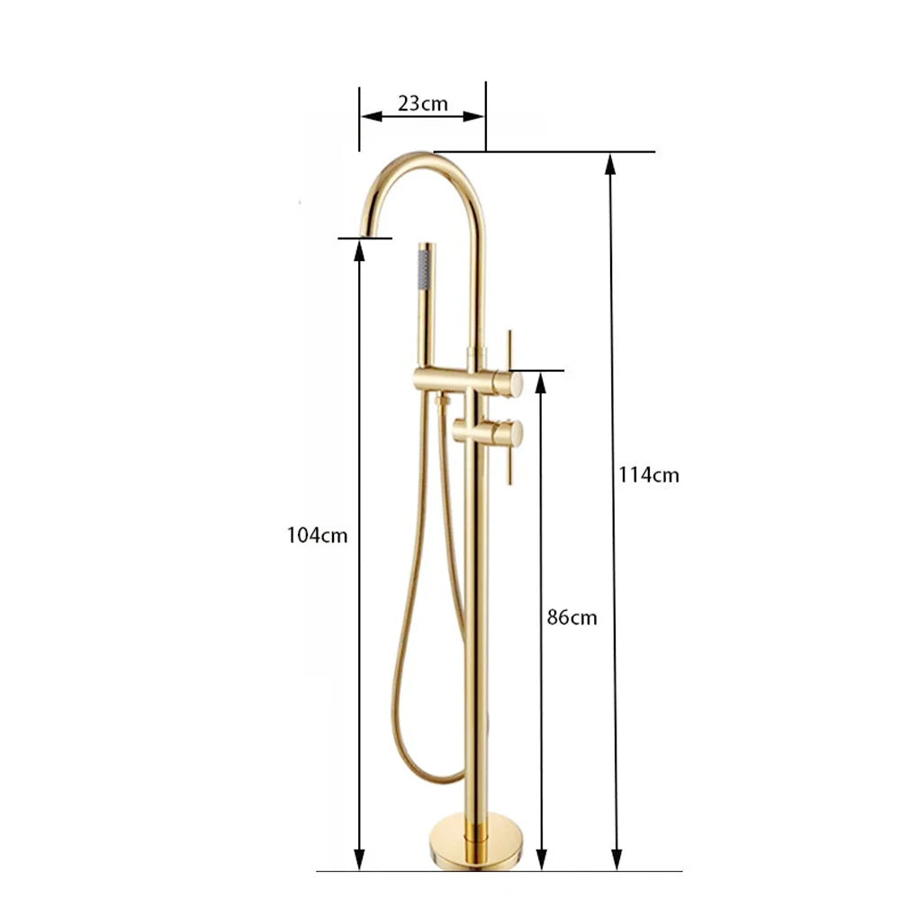Black Bathroom  Bathtub Faucet With Hand Shower  Hot and Cold Faucet Floor Mounted Tub