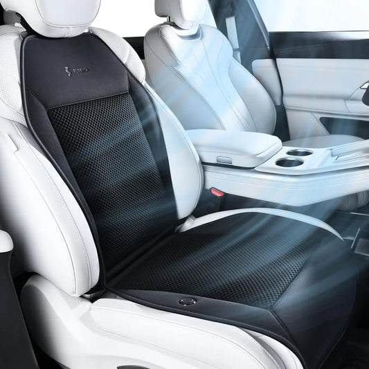 12V-24V Ventilated Car Seat Cushion with 8 Turbo Fans and 3-Speed Cooling System