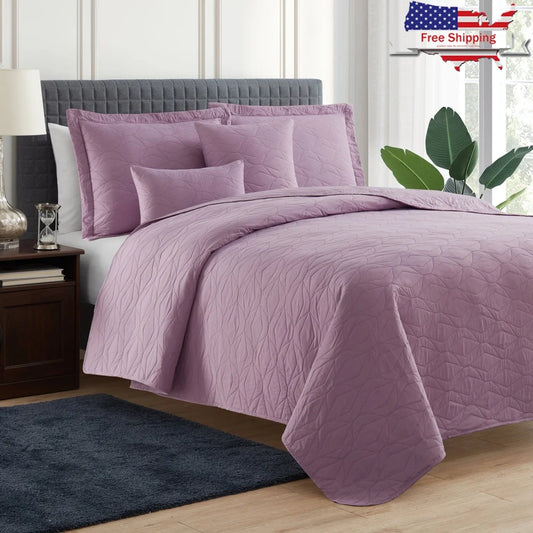 Twin Quilt Set Lightweight Microfiber Bedspread With Shams