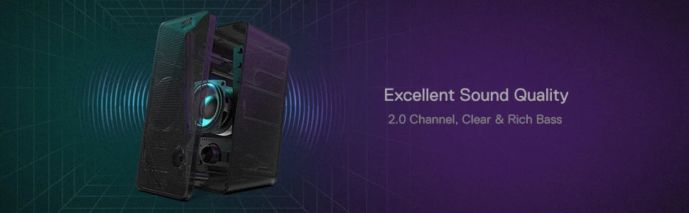 Redragon GS510 Waltz RGB Desktop Speakers . 2.0 Stereo Gaming Speaker System  Description