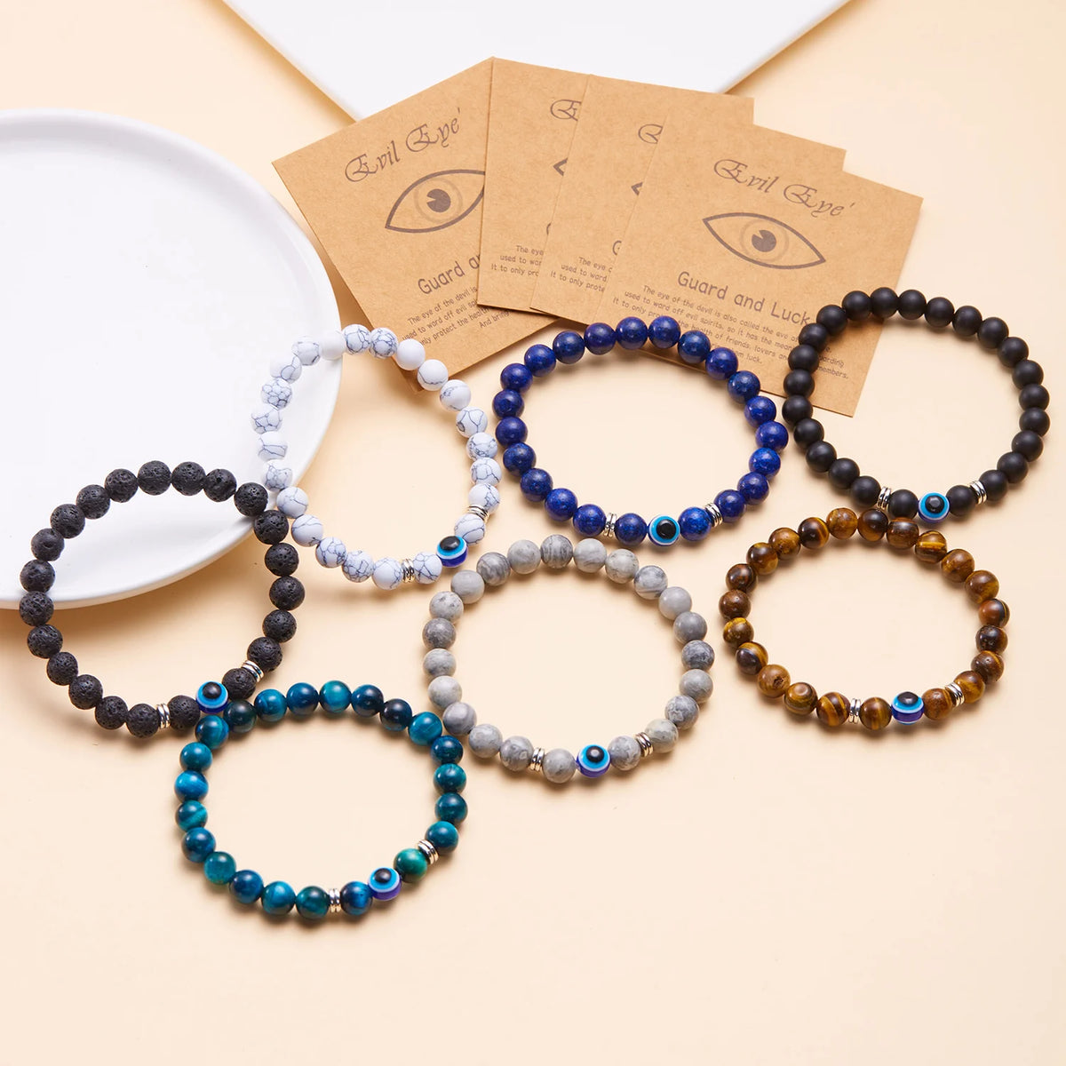 Evil Eye Beaded Bracelet  Multicolor Options