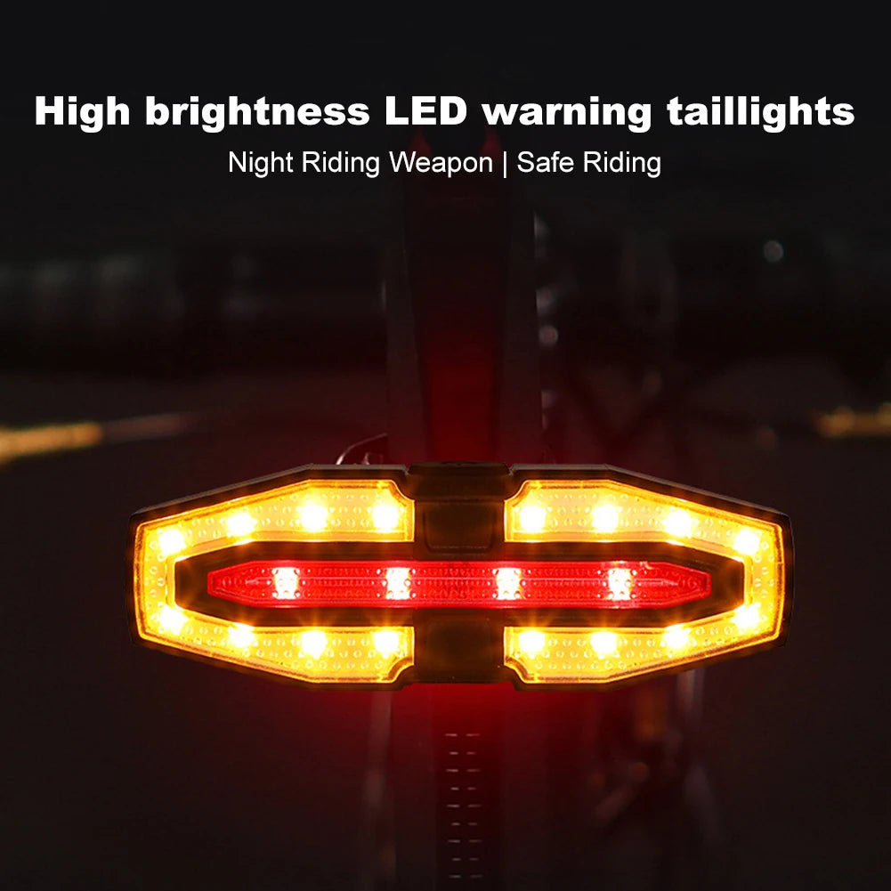 Rechargeable Bike Tail Light with Turn Signals Warning Bike Lights Wireless Remote Control Cycling Back Light for Night Riding