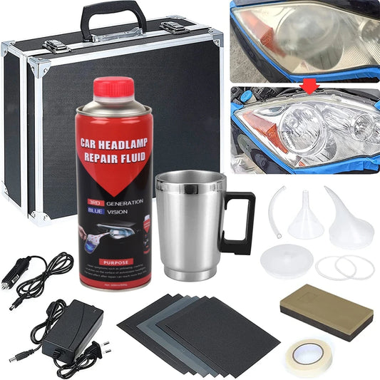 Headlight Restoration Kit 800ML Liquid Polymerization Car Headlights Treatment Cleaner Renovated Car Headlights Polishing Set