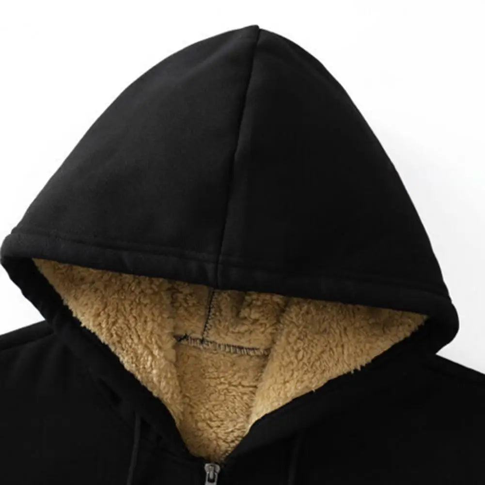 Sherpa Lined Zip Up Hoodie Jacket