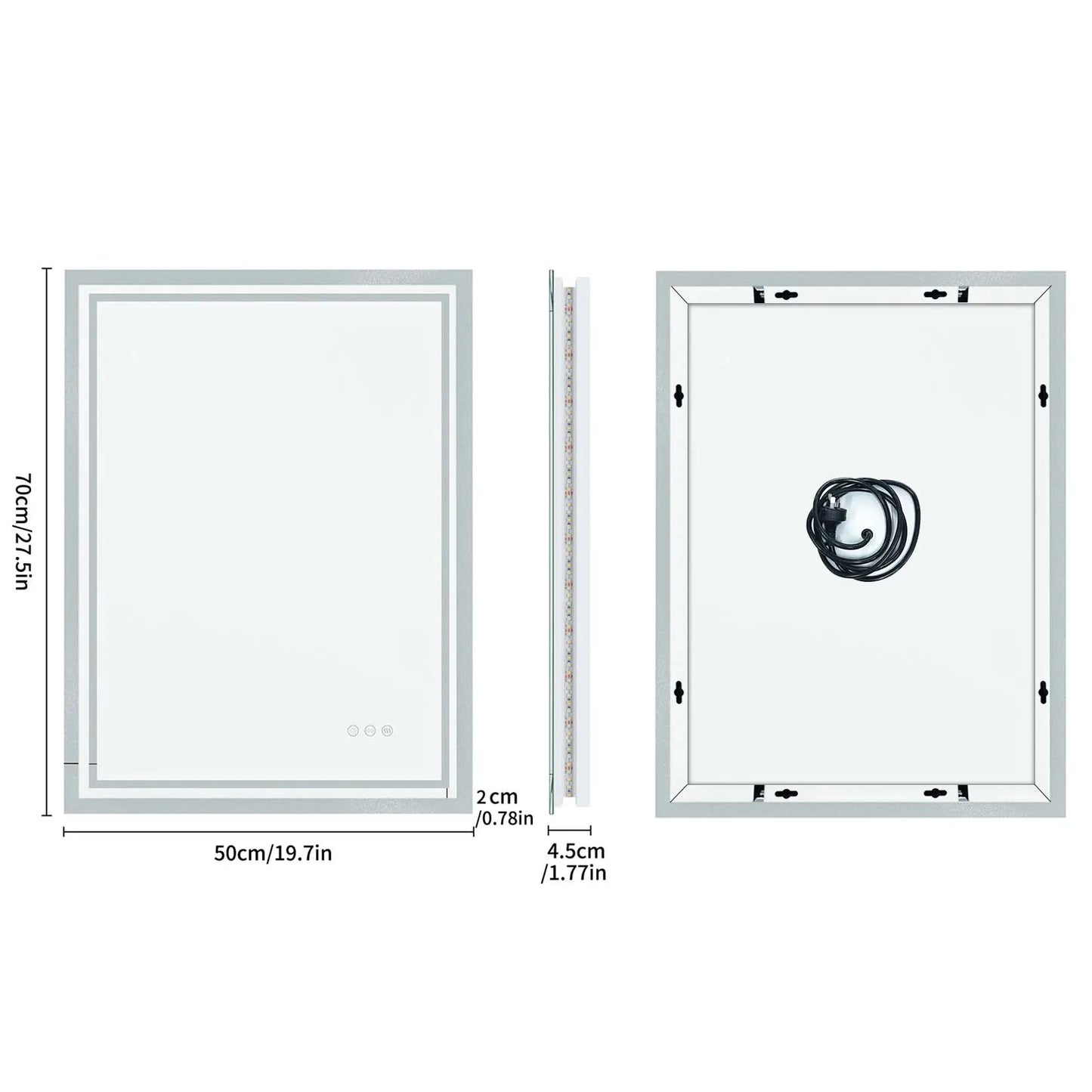 LED Bathroom Mirror Illuminated Wall Mounted Touch Light
