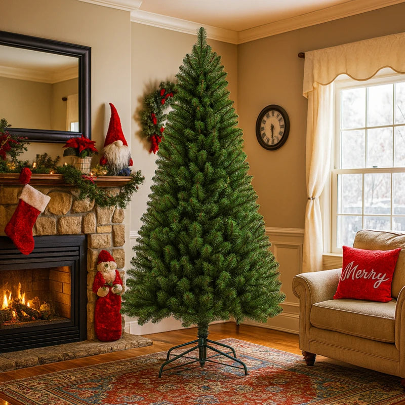 7FT Classic Green Artificial Christmas Tree  775 Tips with Full PVC Branches for Holiday Décor