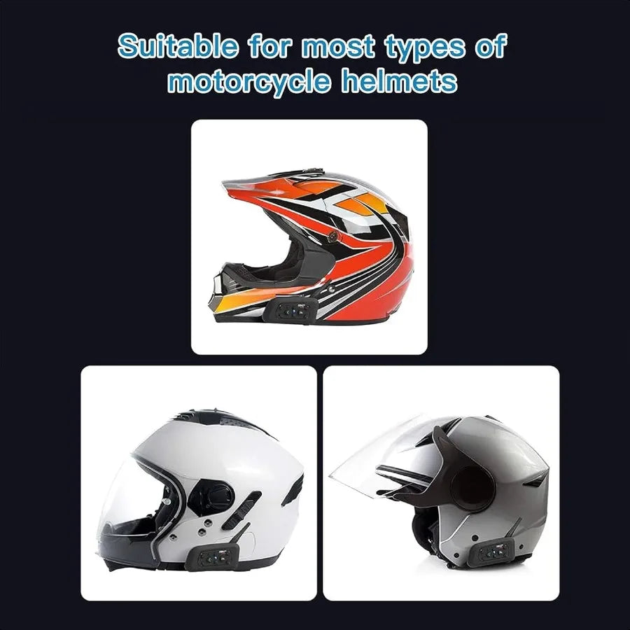 V6 Motorcycle Bluetooth Headset 2 Riders Motorcycle Intercom Helmet Communication System with Noise Reduction and Bluetooth 5.1
