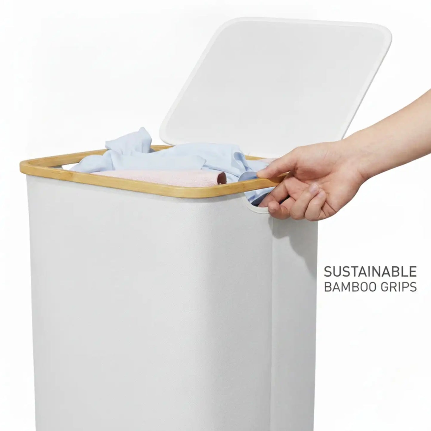 110L Large Capacity Laundry Hamper with Lid & Handles.  Collapsible Oxford Fabric Basket
