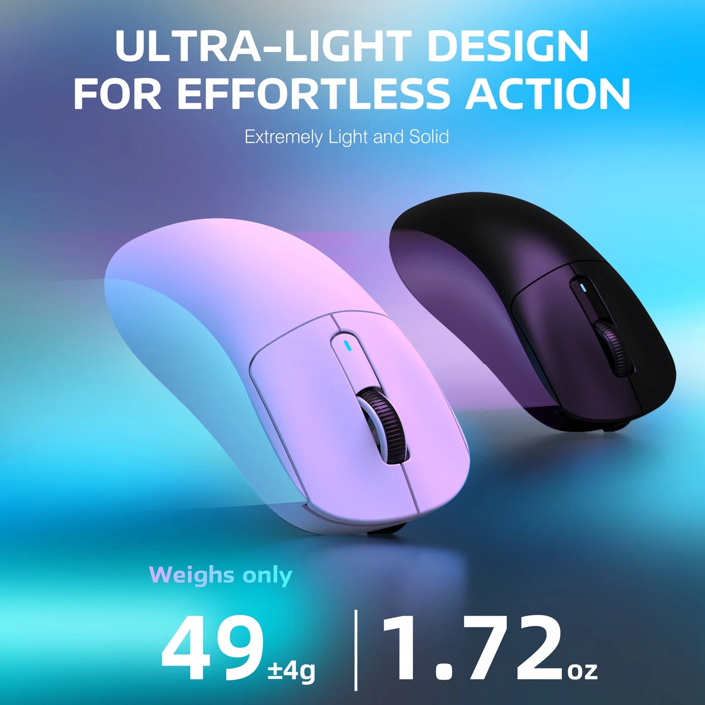 ATTACK SHARK X3 Ultra-Light Wireless Gaming Mouse, 49g Tri-Mode Bluetooth, 2.4GHz & USB-C Rechargeable Ergonomic Mouse for PC, Mac & Laptop