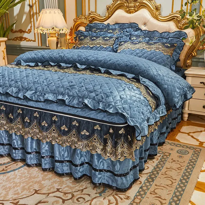 Luxury Emerald Green Quilted Bedspread Set