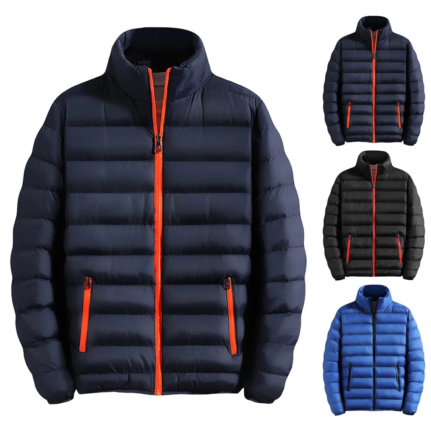Men’s Thickened Winter Puffer Jacket Lightweight Warm Cotton Coat