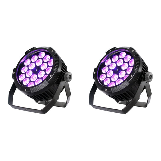 2X IP65 Waterproof Stage Effect Aluminum Led Par 18x18W RGBWA UV 6in1 DMX512 Outdoor Down Light DJ Equipment Disco Wash No Noise