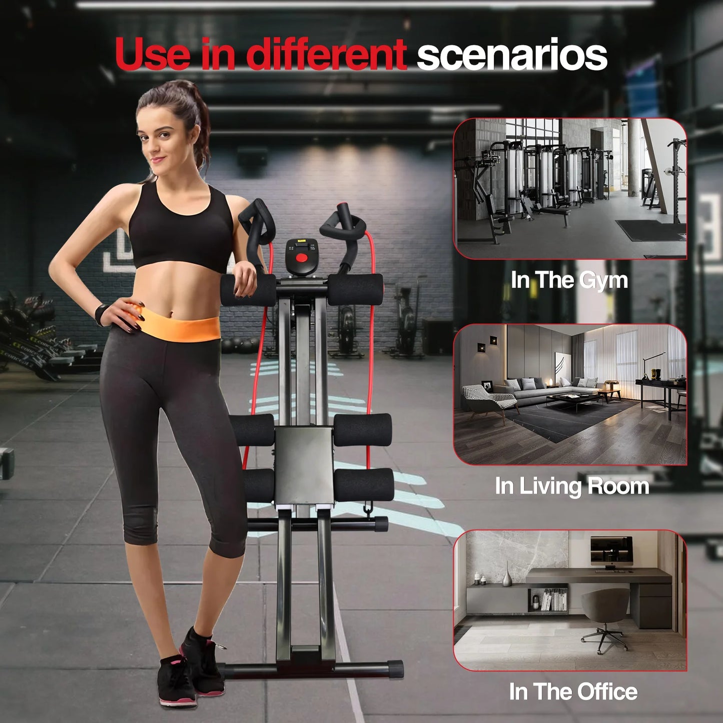 Foldable Abdominal Trainer Machine . Adjustable Core Workout Equipment with 440 lb Capacity