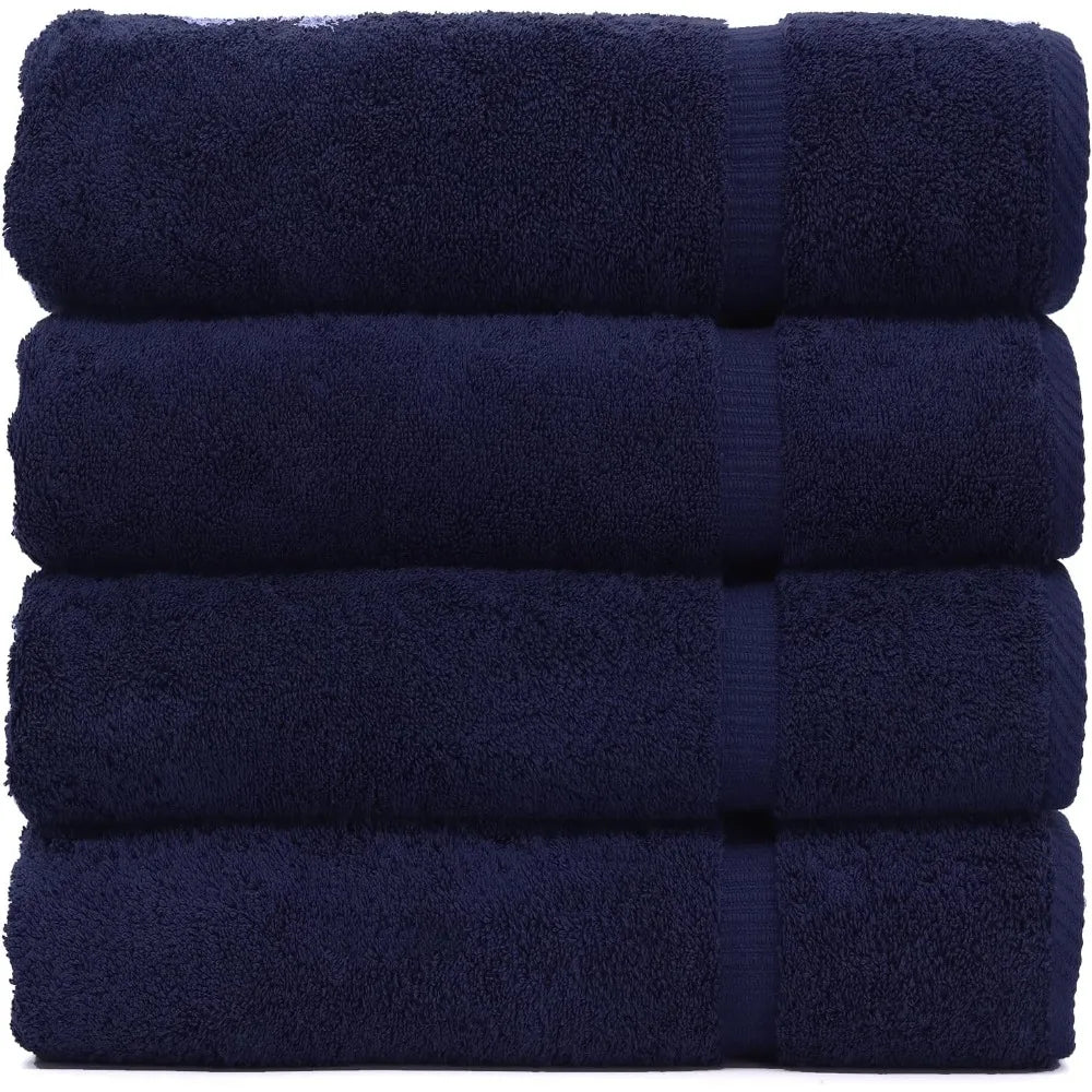 Turkish Cotton Bath Towel Set 4 Pieces 750 GSM Extra Thick