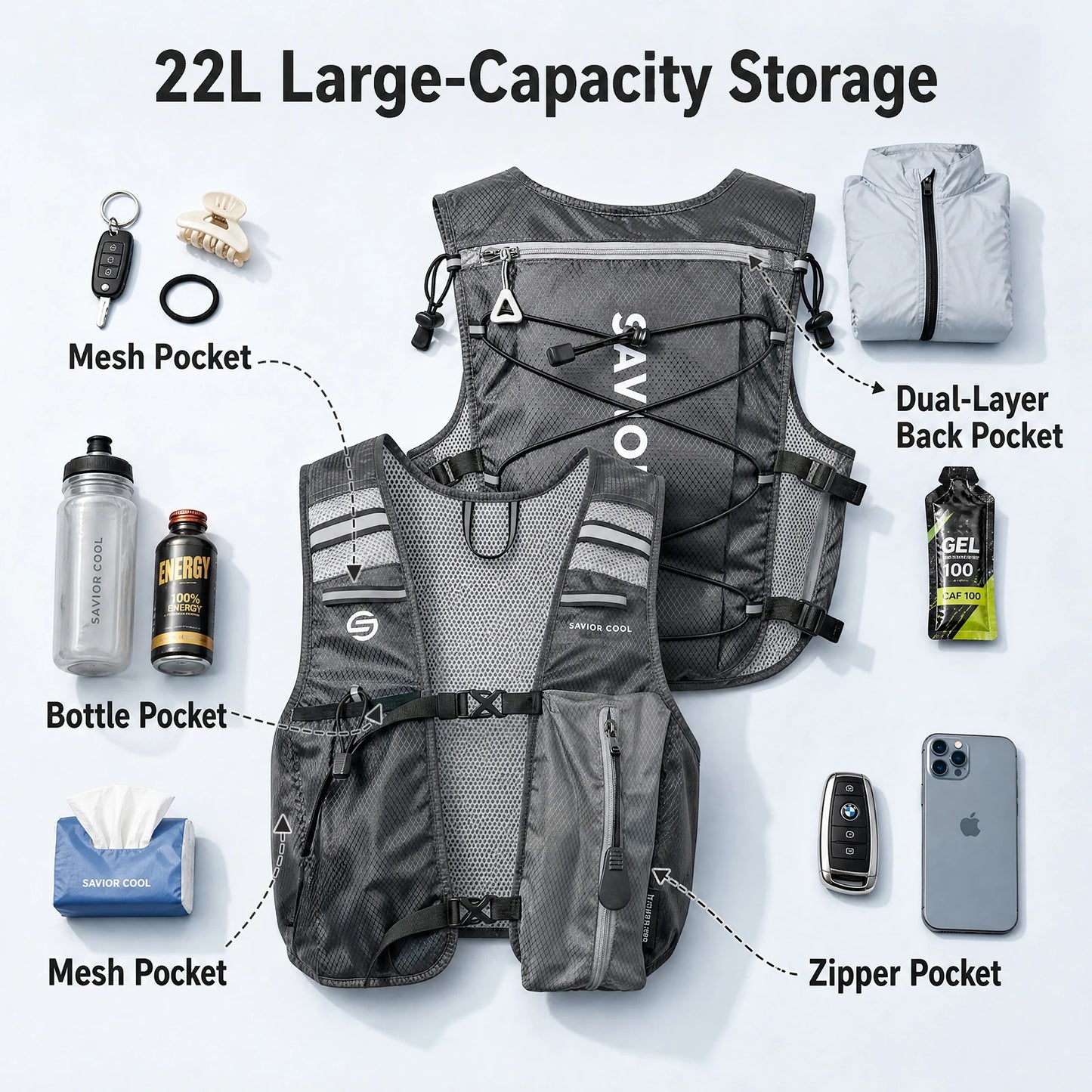 Portable Cooling Vest with Fan System –.Lightweight Summer Cooling Vest for Outdoor Work, Hiking & Camping