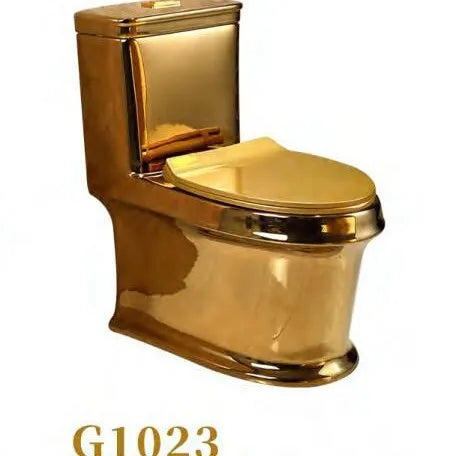 Luxury Gold Electroplated One-Piece Ceramic Toilet . Modern Designer Bathroom Fixture