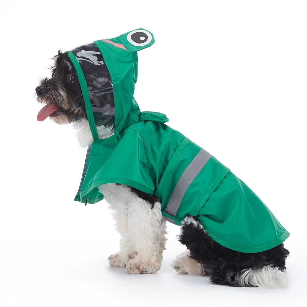 Cute Hooded Waterproof Dog Raincoat with Reflective Pet Protection