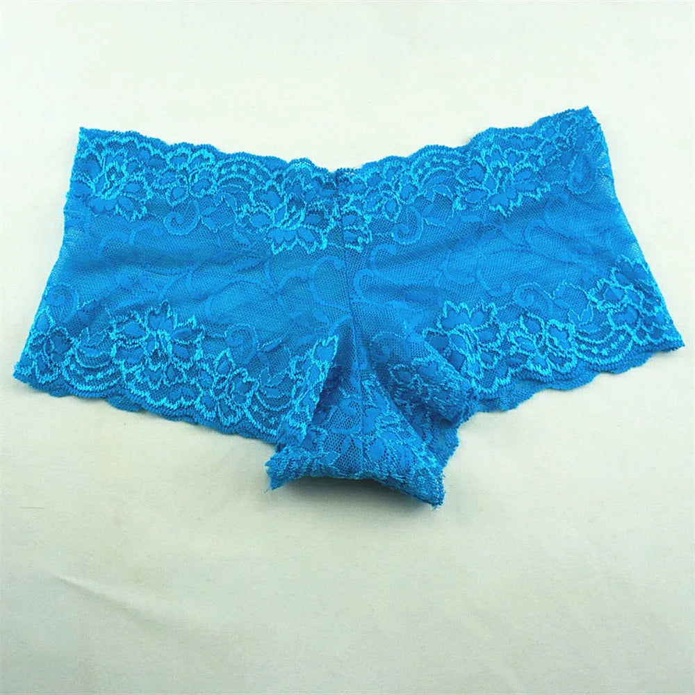 Women's Lace Boyshort Panties.  3-Pack Floral Sheer Boxer Underwear