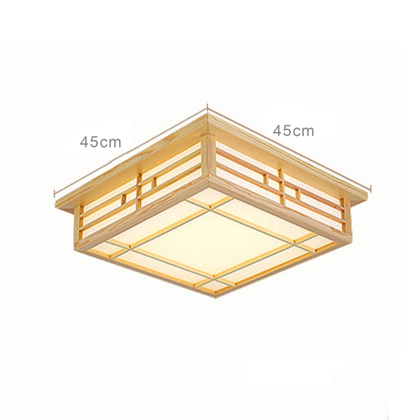Japan Style Ceiling Lamp Solid Wood Wooden LED Light Flush Mount Ceiling Light with Remote Control For Bedroom Living Room