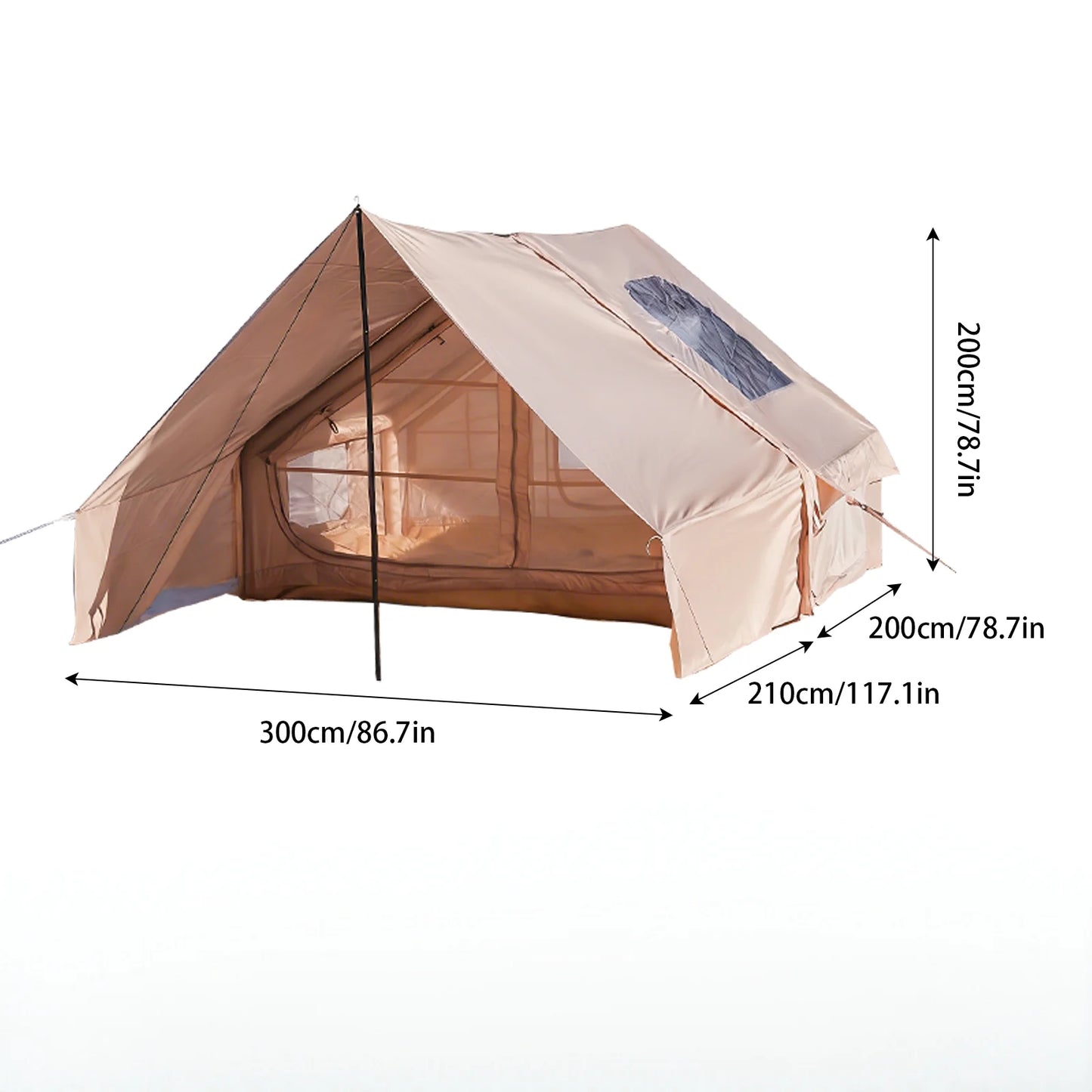 Large Inflatable Camping Tent with Skylight & Breathable Mesh Windows