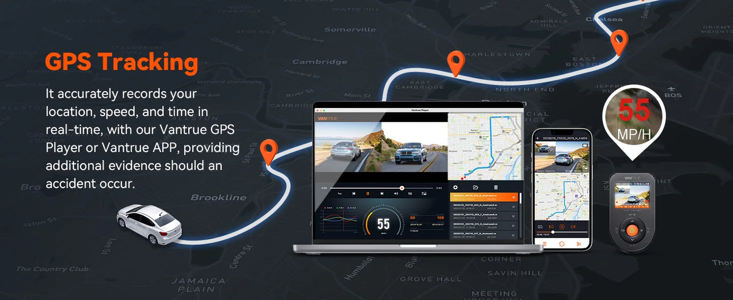 Vantrue S1pro Dashcam 2.7K Front and Rear 5G WiFi 60FPS Hidden Dash Camera HDR Night Vision STARVIS 2 GPS Voice Control