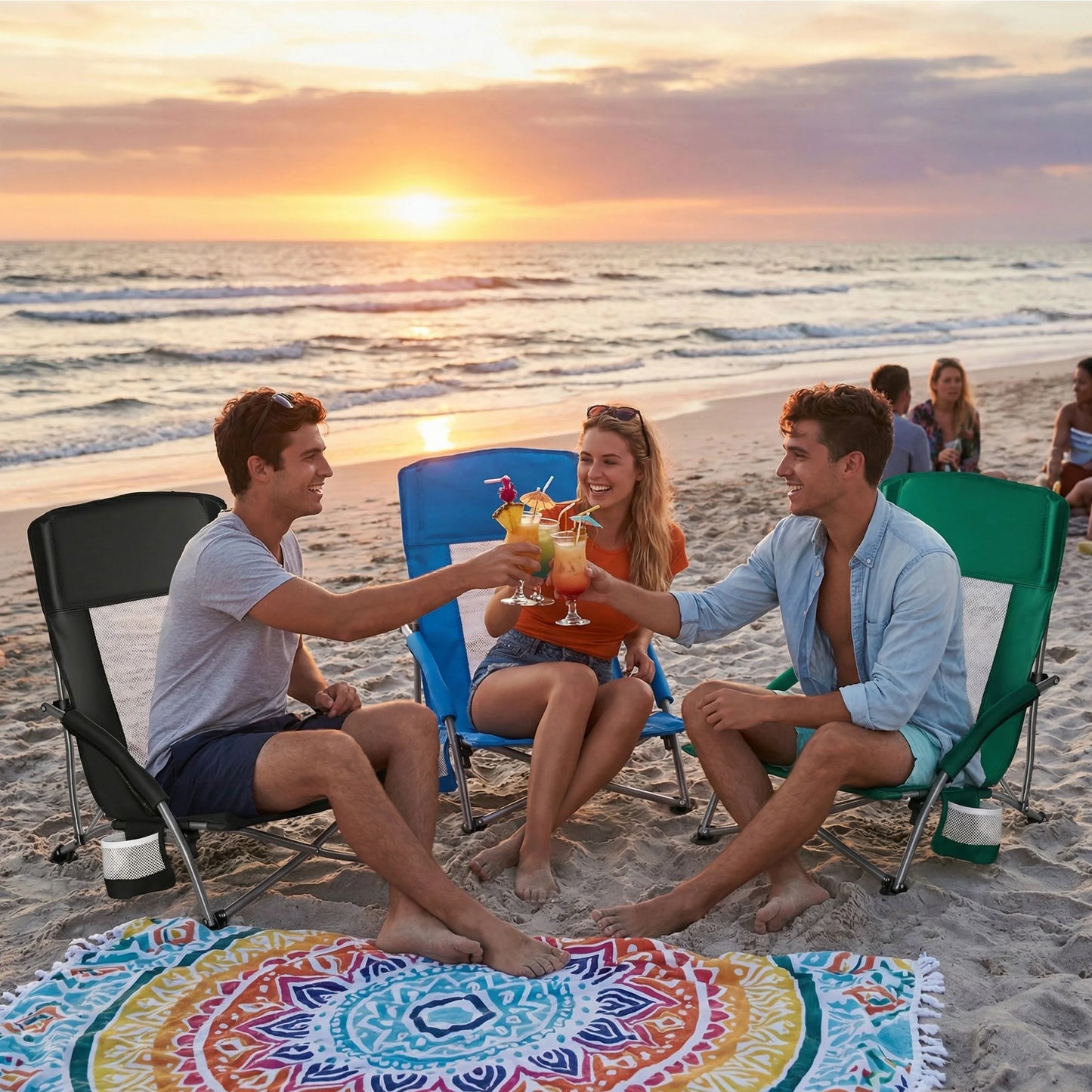 Low Profile Folding Camping Chair – Portable Outdoor Lounge Chair for Camping, Beach & Backyard Relaxation