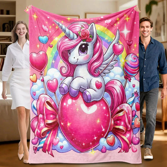 1 piece unicorn-themed flannel blanket, soft and colorful, perfect for sofa, bed, office. Ideal gift for family, friends, holida